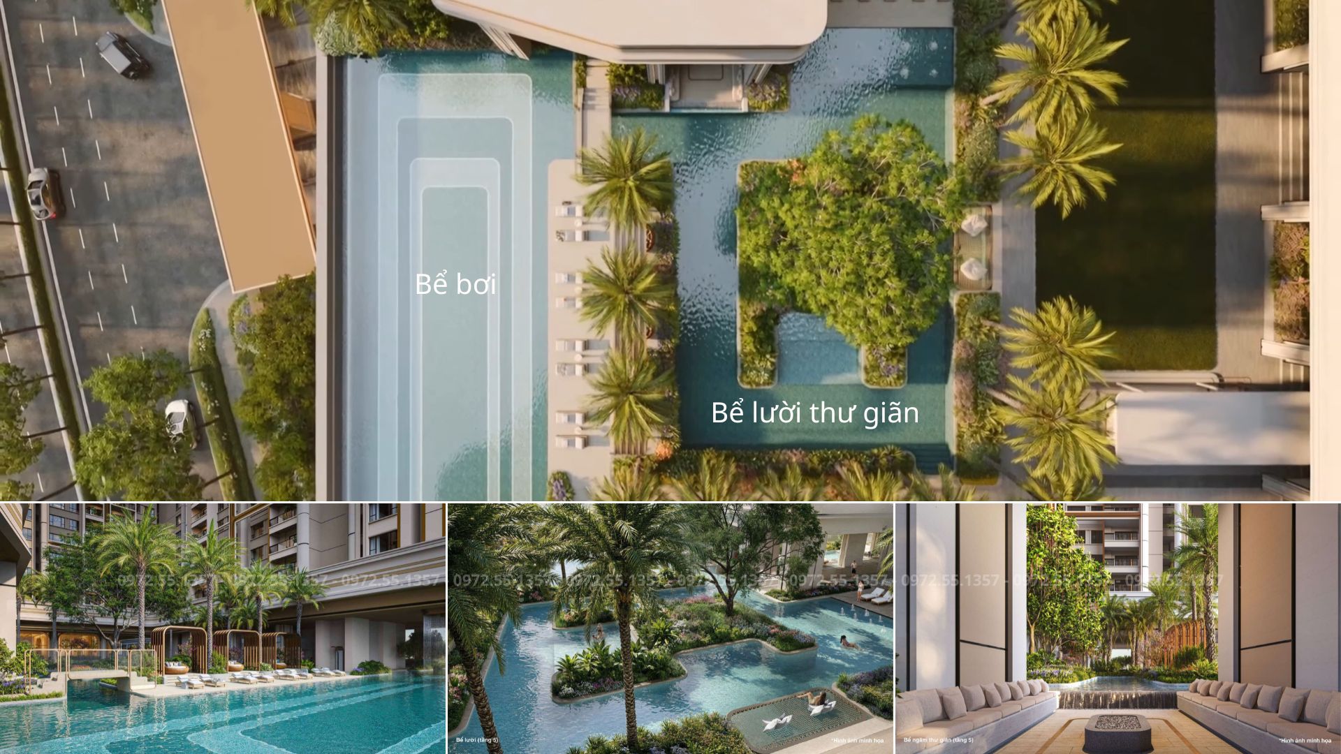 Hệ thống Bể bơi ngoài trời, bể lười thư giãn, bể ngâm và hệ thống bể sục Jacuzzi tầng 5