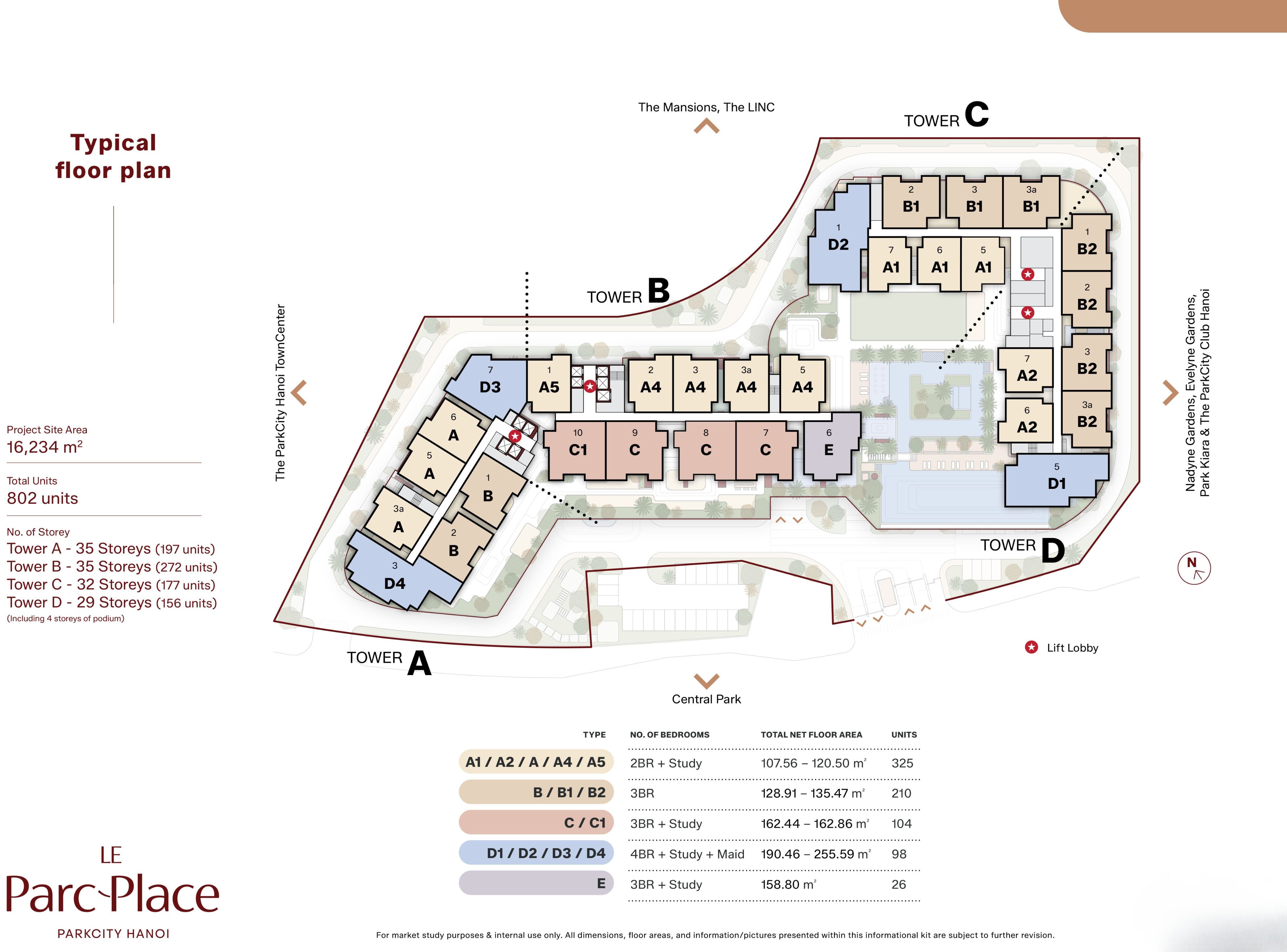 Mặt bằng thiết kế tầng căn hộ chung cư Le Parc Place