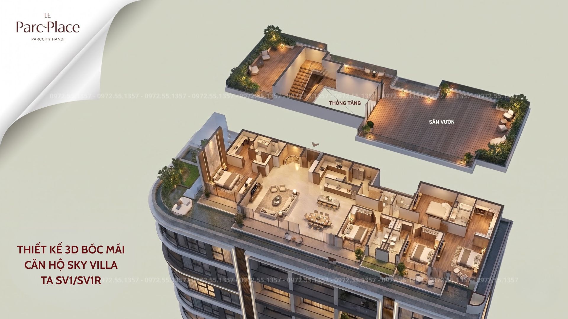 Thiết kế 3D căn hộ Sky Villa Le Parc Place